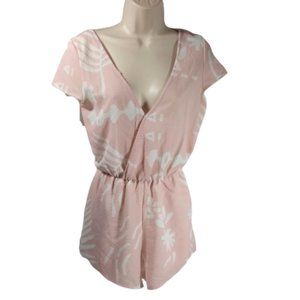 Lulus Pink and White Shorts Romper Women's Size XS NWOT
